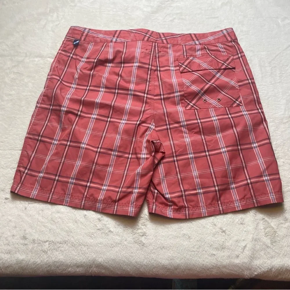 Brooks Brothers Coral Plaid Swim Shorts Size 38
